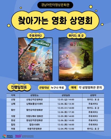 경남어린이영상문화관, 찾아가는 영화상영회 개최