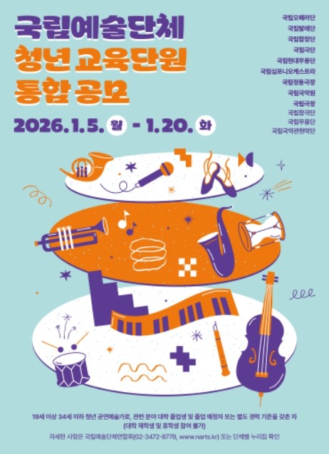 문체부, 국립예술단체 무대에서 성장할 청년교육단원 525명 모집