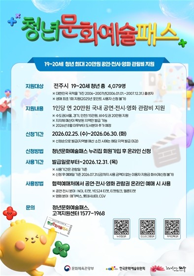 전주시, 청년문화예술패스 지원 대폭 확대